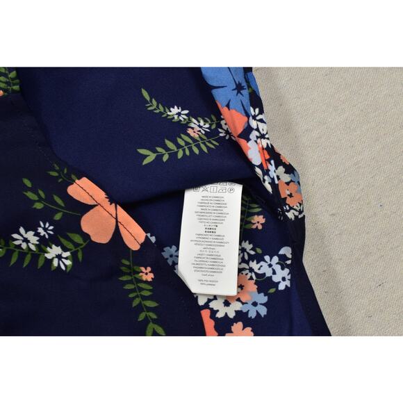 Michael Kors Women's Blue Floral Long Sleeve Full Zip Blouse Regular Size L Poly - Picture 6 of 8